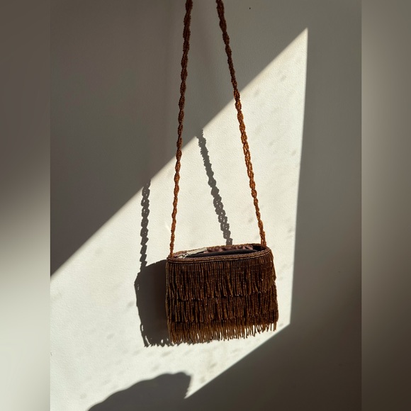 VINTAGE Beaded Tassle Purse with braided beaded strap - Picture 6 of 8